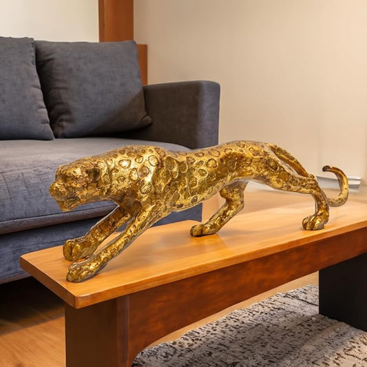 Modern Golden Panther Jaguar Lion Luxury Showpiece 